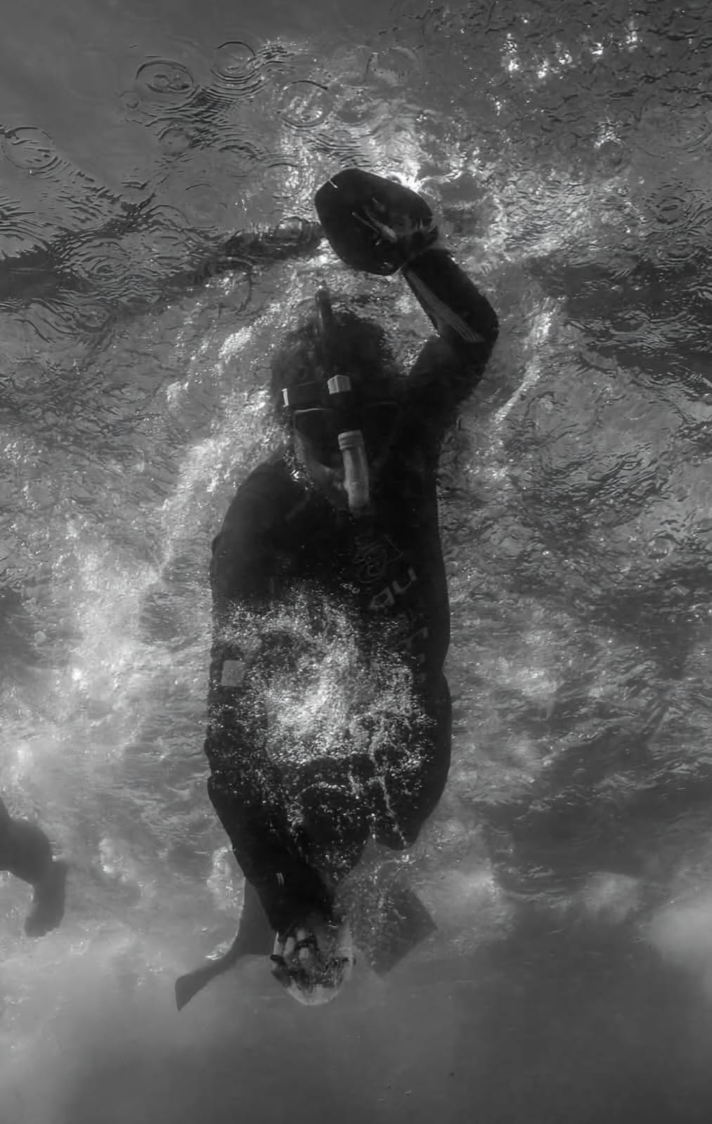 Sous l'eau, noir et blanc